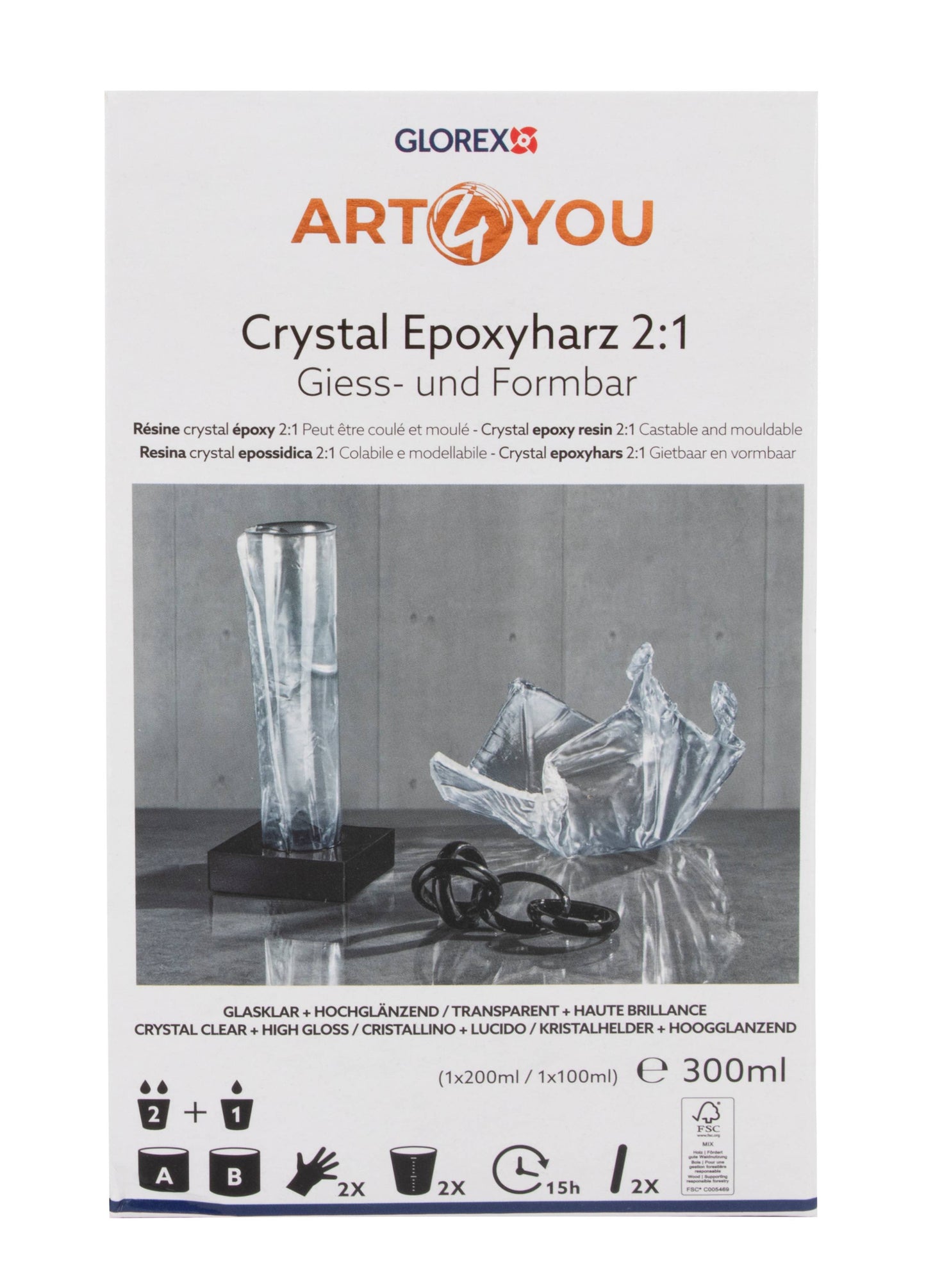 Crystal Epoxyharz 300 ml – Kristallklares Gießharz für Resin Art & DIY