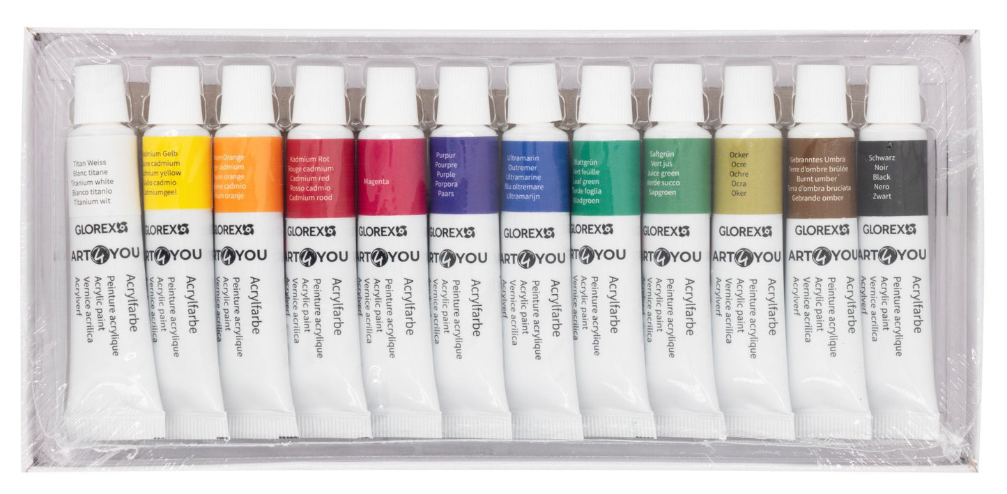 Acrylfarben-Set Basic 12St, je 12ml – Bastel- & Künstlerfarben Set
