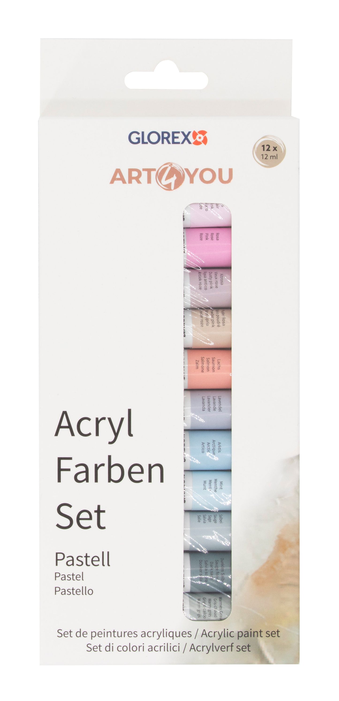 Acrylfarben-Set Pastell 12St, je 12ml – Bastel- & Künstlerfarben Set