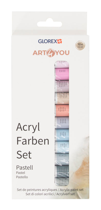 Acrylfarben-Set Pastell 12St, je 12ml – Bastel- & Künstlerfarben Set