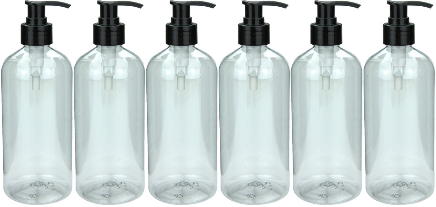6 x PET Flaschen 1l klar mit Spenderpumpe schwarz Klarsicht Flasche Spenderpumpe