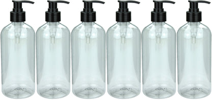6 x PET Flaschen 1l klar mit Spenderpumpe schwarz Klarsicht Flasche Spenderpumpe