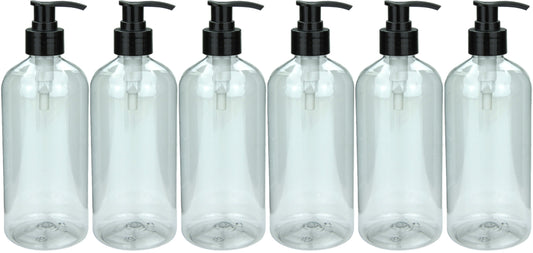 6 x PET Flaschen 1l klar mit Spenderpumpe schwarz Klarsicht Flasche Spenderpumpe