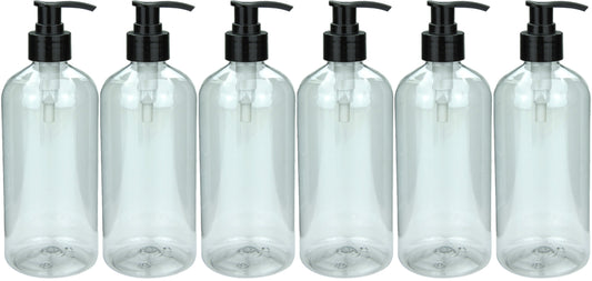 6 x PET bottles 1l clear with dispenser pump black clear bottle dispenser pump