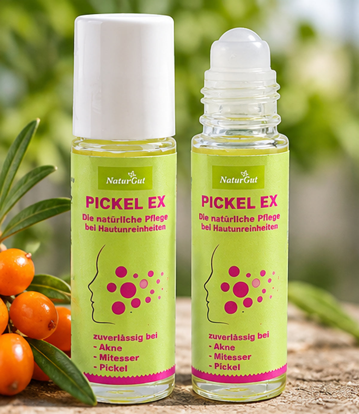 Pickel Ex Roll On with Sea Buckthorn Oil Care Treatment Pimples Blackheads Acne