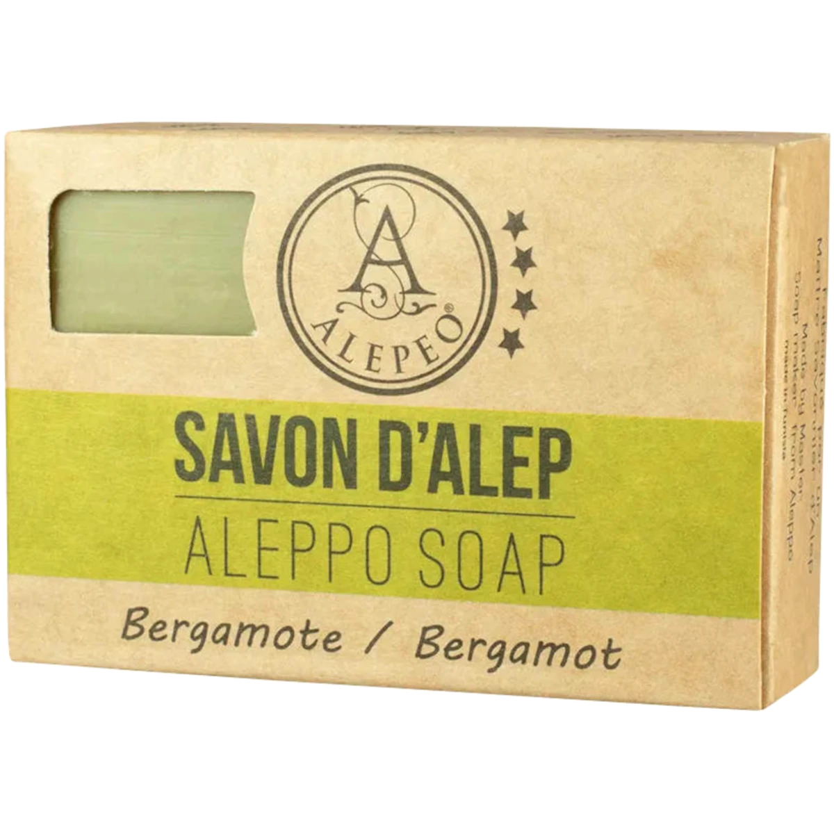 Aleppo Olivenölseife mit Bergamottenduft 100 g – Handgesiedete Naturseife – Frischer Zitrusduft