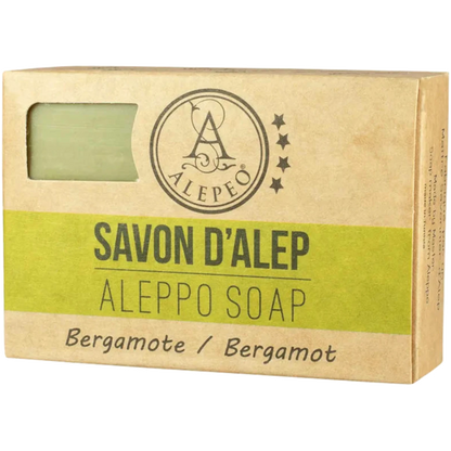 Aleppo Olivenölseife mit Bergamottenduft 100 g – Handgesiedete Naturseife – Frischer Zitrusduft