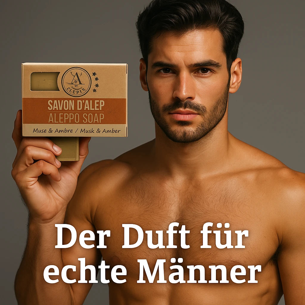 Aleppo Olivenölseife mit Moschus-Amber-Duft 100 g