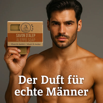 Aleppo Olivenölseife mit Moschus-Amber-Duft 100 g