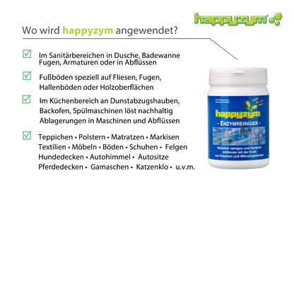 happyzym 1kg natürlicher Enzym-Reinigungspulver Spezialreiniger und Geruchsentferner