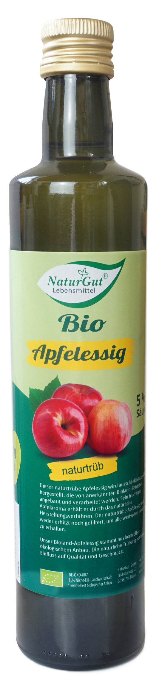 Bio Apfelessig 5% naturtrüb 100% Reiner Genuss Essig Dressing Salat 500ml