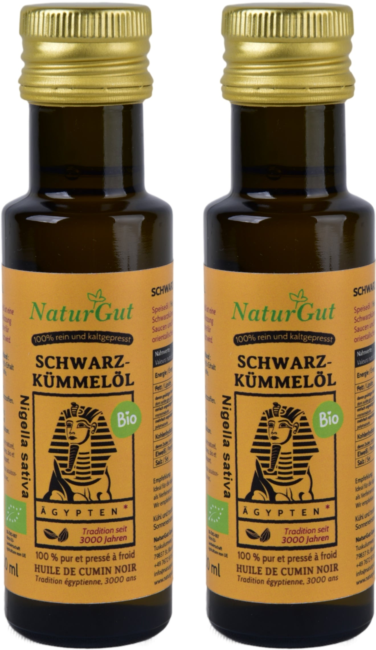 Bio Schwarzkümmelöl 2x100ml Nigella sativa aus Ägypten Schwarzkümmelöl-Kaltgepresst