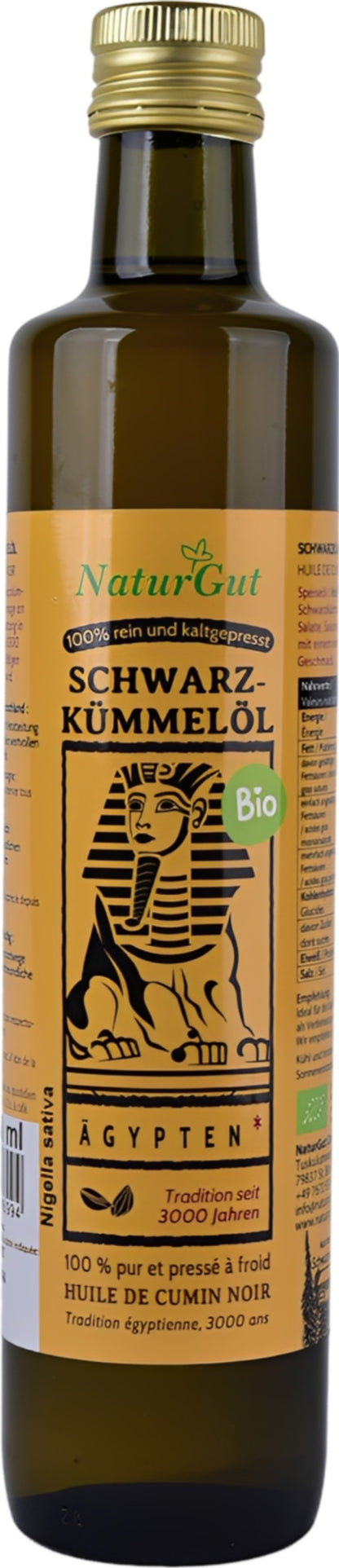 Bio Schwarzkümmelöl 500ml Nigella sativa aus Ägypten Schwarzkümmelöl-Kaltgepresst