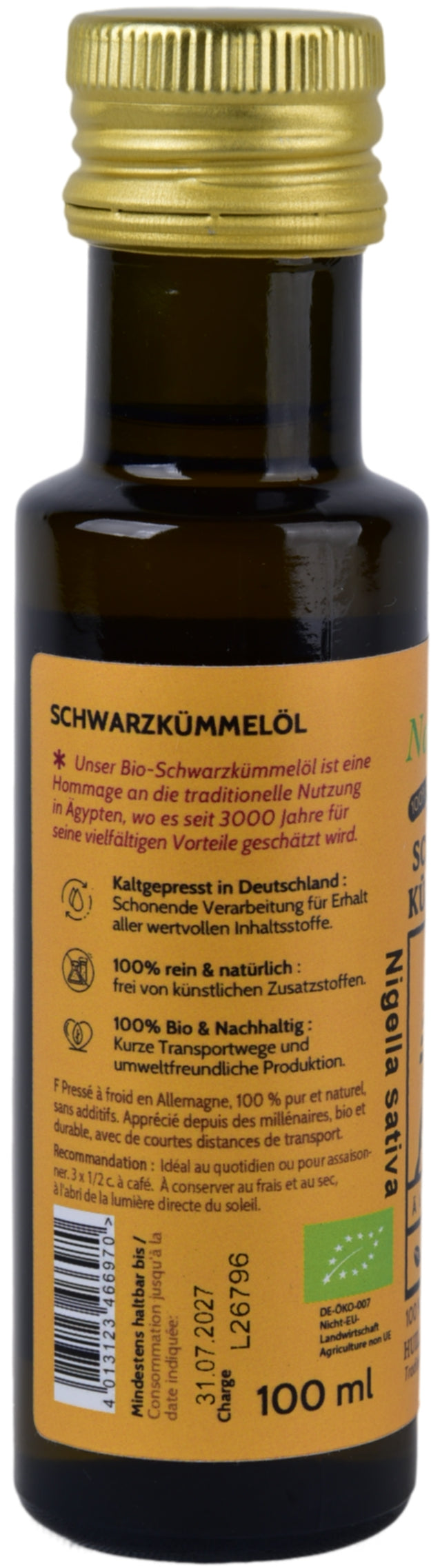 Bio Schwarzkümmelöl 2x100ml Nigella sativa aus Ägypten Schwarzkümmelöl-Kaltgepresst