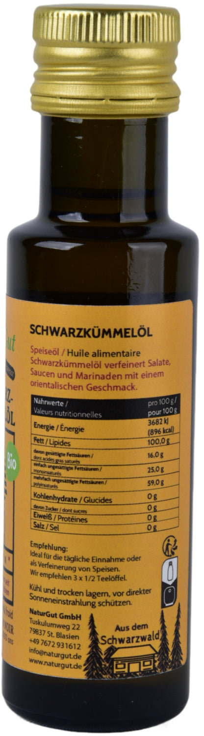 Bio Schwarzkümmelöl 100ml Nigella sativa aus Ägypten Schwarzkümmelöl-Kaltgepresst