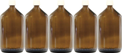 5 x 1L Apothekerflaschen Braunglas Laborflaschen Originalitätsverschluss pp28st