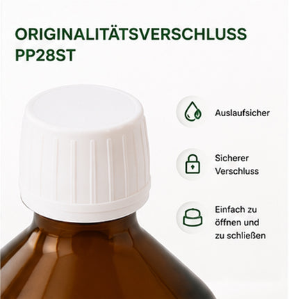 5 x 1L apothecary bottles brown glass laboratory bottles tamper-evident closure pp28st
