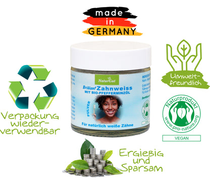 Brilliant Super Zahnweiss Pulver Zähne Zahnreinigung Zahnverfärbungen Zahnpflege Menthol
