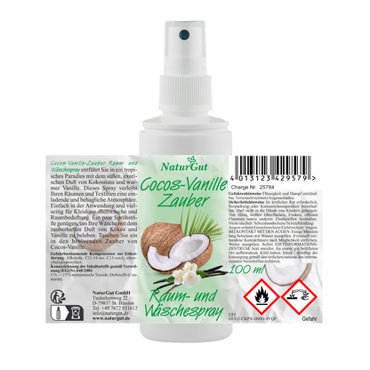 Raum-Wäschespray Cocos-Vanille Zauber 100ml - Ihr exotisches Raumduft-Duftspray