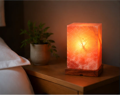 NaturGut Lampe de sel de cristal Feng Shui 3–4 kg avec électricité et socle en bois | Lampe de sel de l'Himalaya du Pakistan | Lampe de sel fabriquée à la main | Lumière d'ambiance chaude pour les salons, chambres et salles de méditation