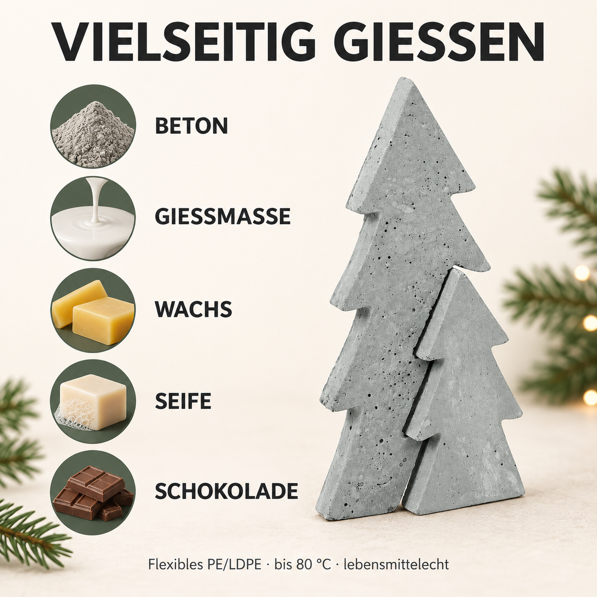 GLOREX Gießform für Beton, Gießmasse, Wachs, Seife und Schokolade