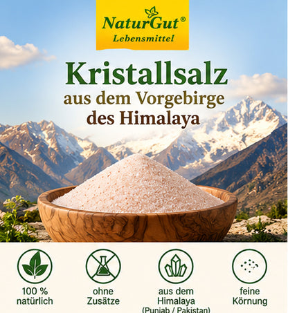 Kristallsalz Fein 6 kg im Eimer | 100 % reines Natursalz aus Punjab Pakistan | Fein gemahlenes Steinsalz ohne Zusätze | Speisesalz für Küche, Kochen & Würzen
