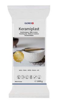 Keramiplast Modelliermasse weiß 1kg - Umweltfreundliche, tonartige Modelliermasse für kreatives Gestalten