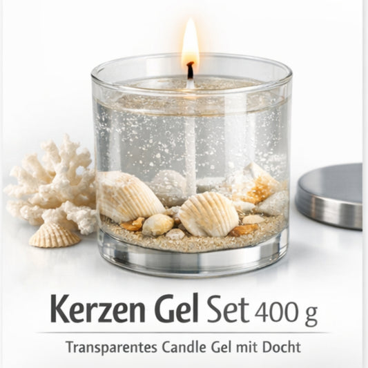 Kerzen Gel Set 400 g – Transparentes Candle Gel mit Docht für DIY Kerzen