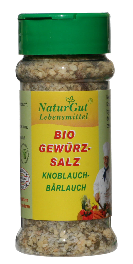 Organic Seasoning Salt Garlic &amp; Wild Garlic 95g Herb Salt Spices Organically Grown