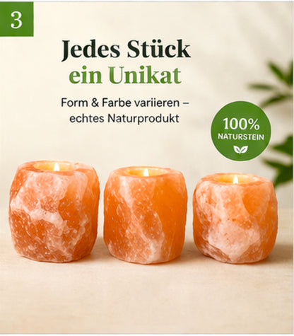 4Stk.Kristallsalz Teelichthalter handgeschlagene Unikate ca.700-1000g