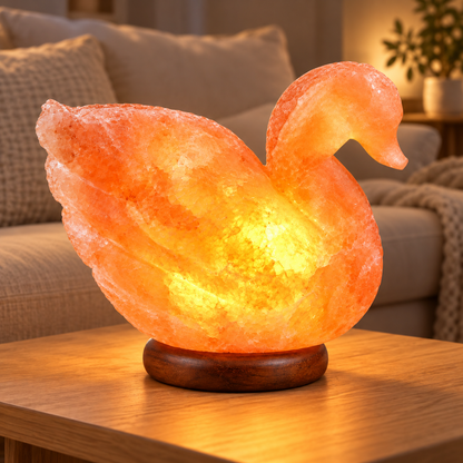 Kristallsalzlampe in Entenform aus natürlichem Salzkristall, 1–2 kg