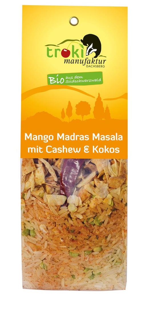 Mangue Madras Masala, Noix de Cajou &amp; Noix de Coco 250g bio