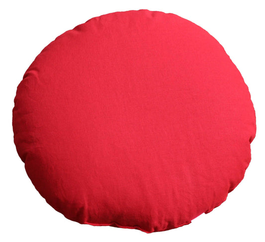 Coussin de méditation yoga uni rouge garni de sarrasin bio - rond Ø env.