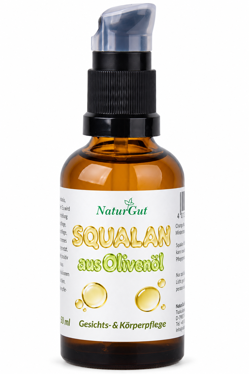 Squalan 50 ml aus Olivenöl | Pflanzliches, raffiniertes Squalane | Leichtes Gesichts- & Körperöl | Hautpflege für geschmeidiges Hautgefühl | Kosmetikrohstoff für Cremes, Seren & Ölmischungen