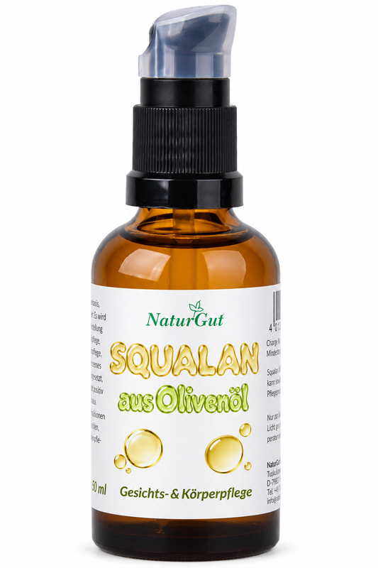 Squalan 50 ml aus Olivenöl | Pflanzliches, raffiniertes Squalane | Leichtes Gesichts- & Körperöl | Hautpflege für geschmeidiges Hautgefühl | Kosmetikrohstoff für Cremes, Seren & Ölmischungen