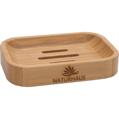 Bambus Seifenschale mit Ablauf – Nachhaltige Seifenablage aus Holz für Bad & Küche – Wasserablauf Seifenhalter, plastikfrei