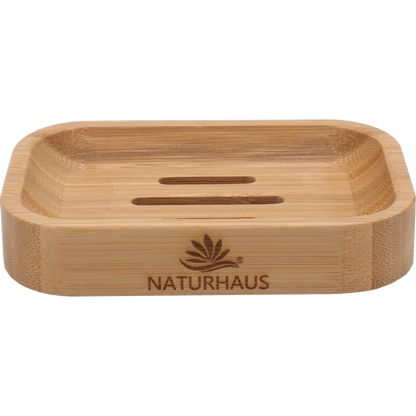 Bambus Seifenschale mit Ablauf – Nachhaltige Seifenablage aus Holz für Bad & Küche – Wasserablauf Seifenhalter, plastikfrei