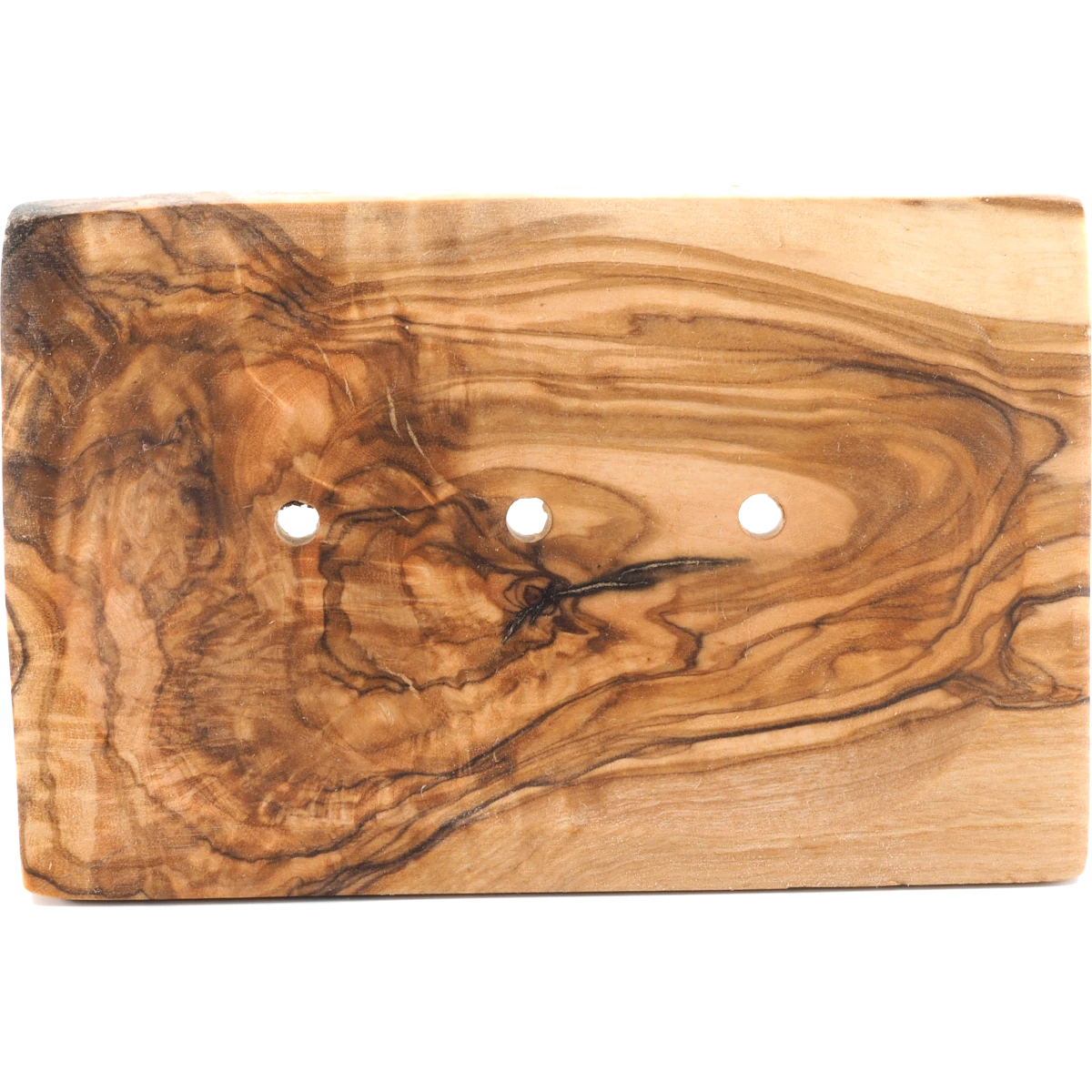 Seifenschale aus Olivenholz eckig mit Ablauf – Handgefertigte Holz Seifenablage – Nachhaltiger Seifenhalter