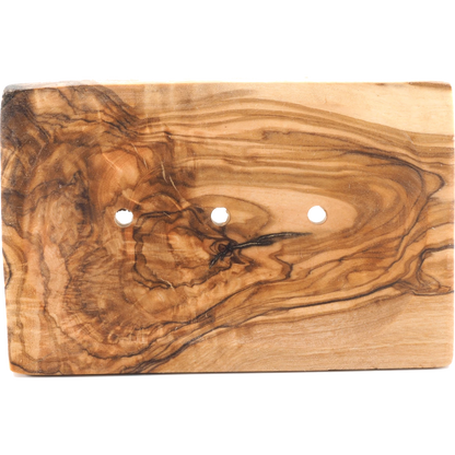 Seifenschale aus Olivenholz eckig mit Ablauf – Handgefertigte Holz Seifenablage – Nachhaltiger Seifenhalter