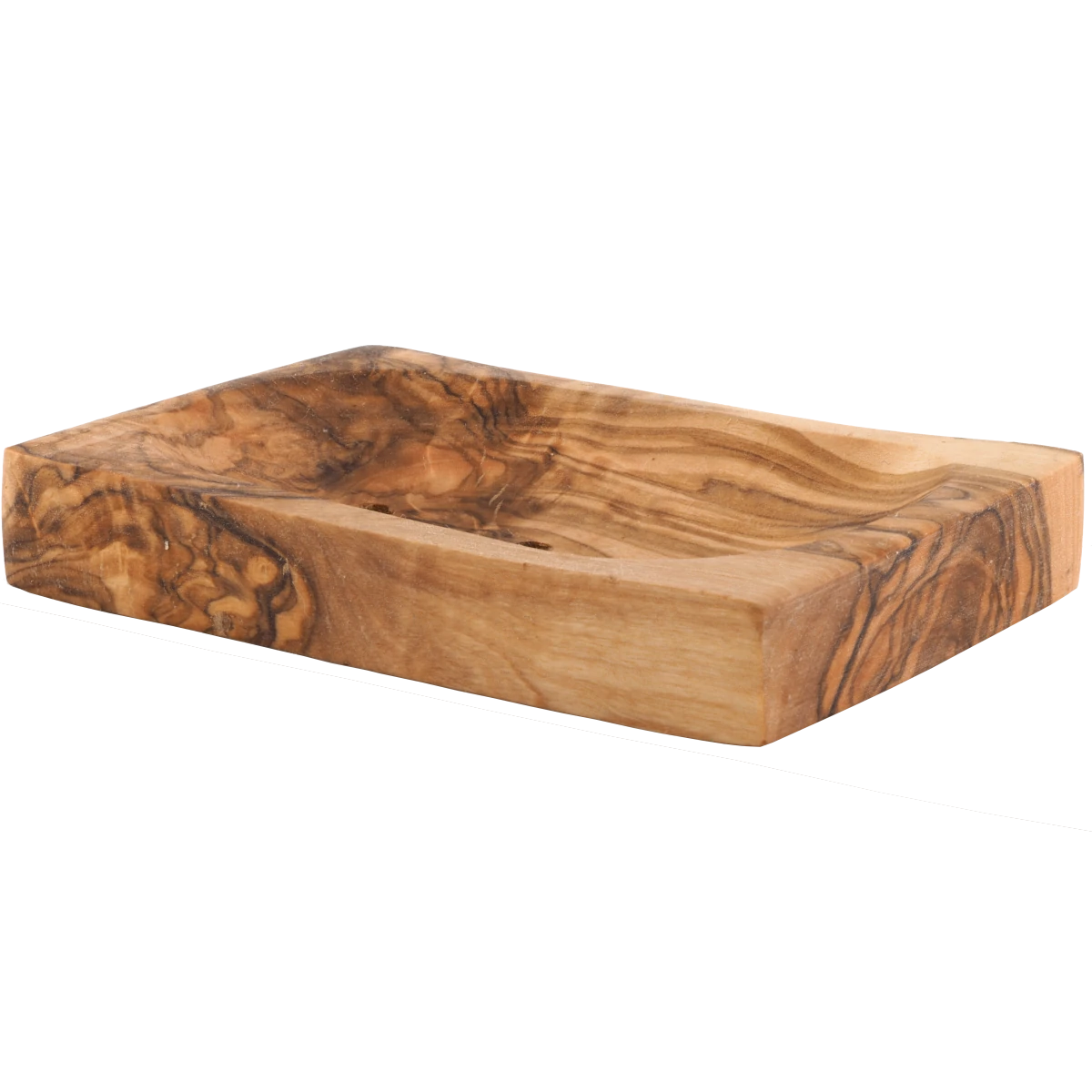 Olivenholz Seifenschale groß mit Ablauf – Handgefertigte Seifenablage aus massivem Olivenholz – Nachhaltiger Seifenhalter