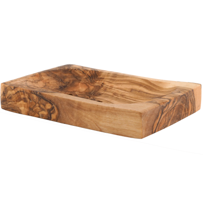 Olivenholz Seifenschale groß mit Ablauf – Handgefertigte Seifenablage aus massivem Olivenholz – Nachhaltiger Seifenhalter