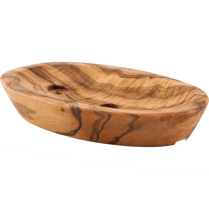 Olive Wood Soap Dish with Drain – Handcrafted Wooden Soap Holder – Sustainable Soap Holder
