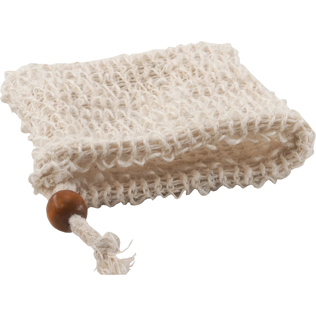 Seifensäckchen aus Baumwolle & Sisal mit Kordelzug und Holzperle – Nachhaltiger Seifenbeutel für feste Seife – Peeling & Aufbewahrung