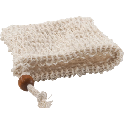 Seifensäckchen aus Baumwolle & Sisal mit Kordelzug und Holzperle – Nachhaltiger Seifenbeutel für feste Seife – Peeling & Aufbewahrung