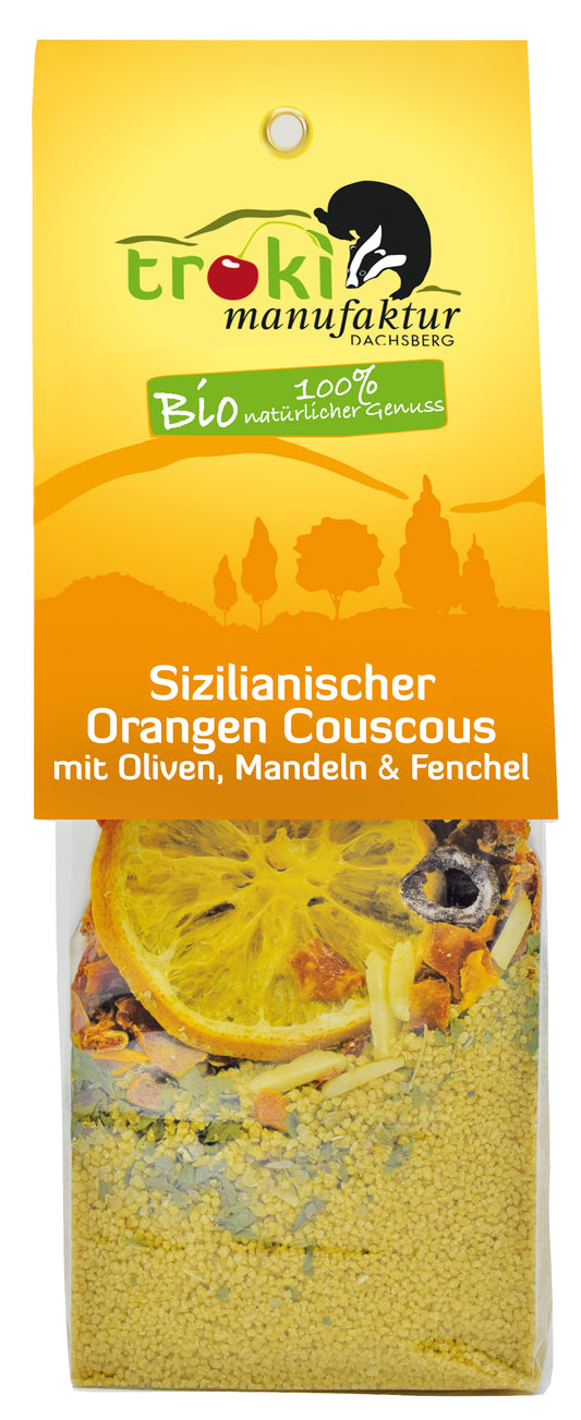 Sicilian Orange Couscous with Olives, Almonds &amp; Fennel 175g organic