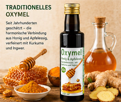 Oxymel biologique curcuma et gingembre 250 ml additif pour boisson au miel et vinaigre de cidre de pomme miel aigre