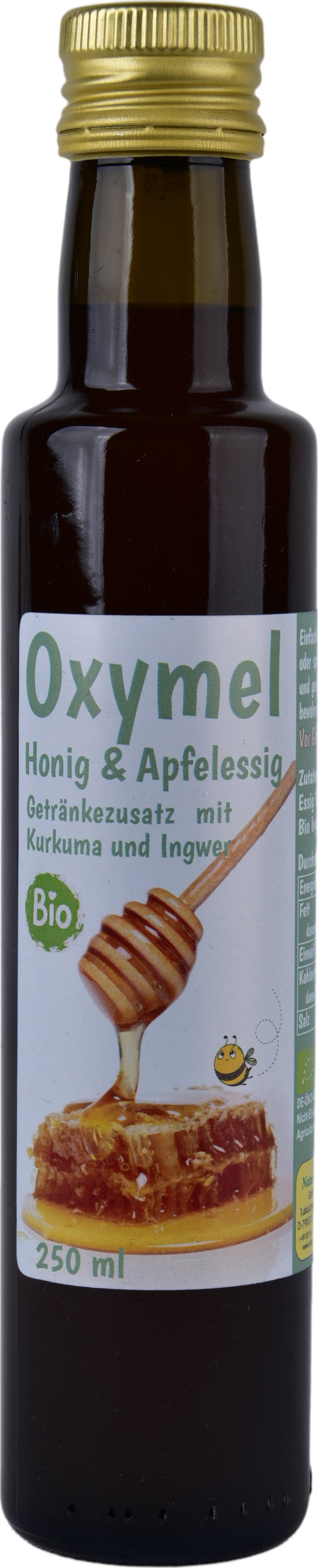 Organic Oxymel Turmeric and Ginger 250 ml Beverage Additive with Honey &amp; Apple Cider Vinegar Sour Honey
