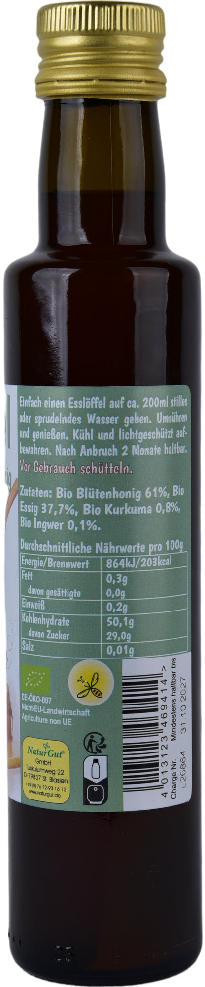 Organic Oxymel Turmeric and Ginger 100 ml Beverage Additive with Honey &amp; Apple Cider Vinegar Sour Honey