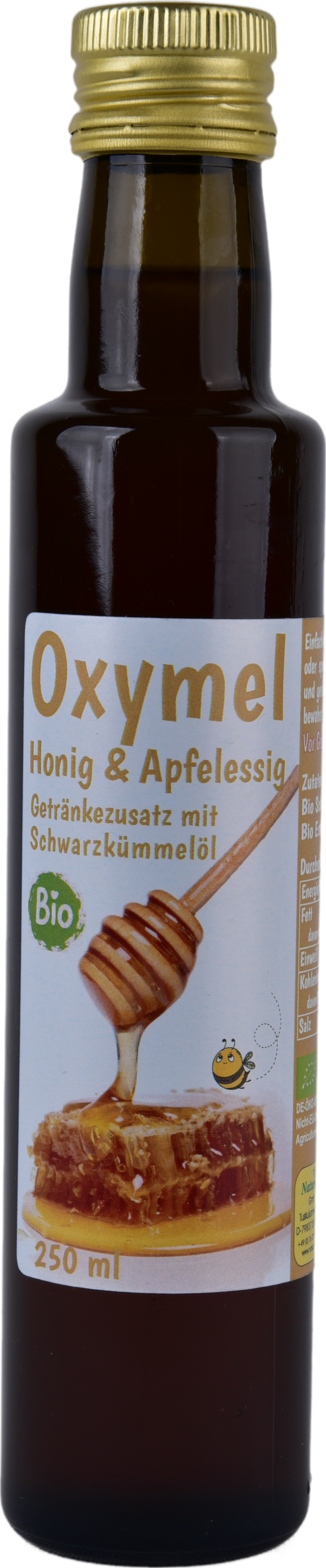 Organic Oxymel Black Cumin Oil 250 ml Beverage Additive with Honey &amp; Apple Cider Vinegar Sour Honey