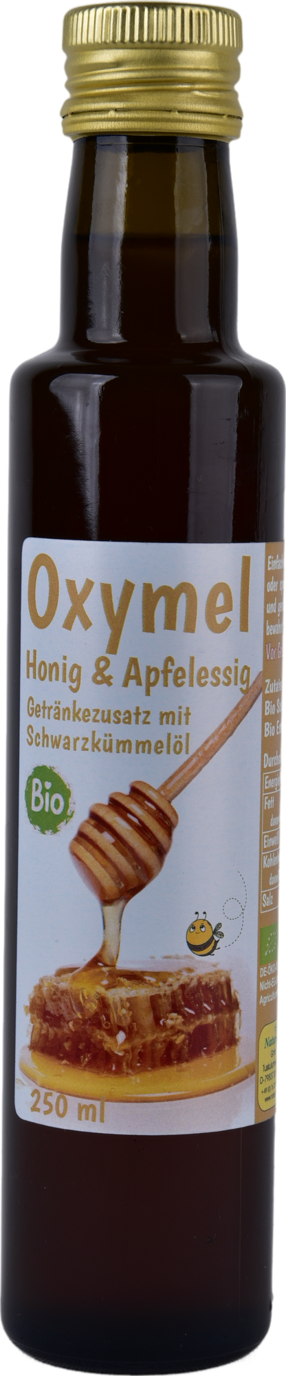 Organic Oxymel Black Cumin Oil 250 ml Beverage Additive with Honey &amp; Apple Cider Vinegar Sour Honey
